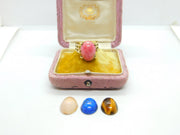 9ct Yellow Gold Ring With Interchangeable Cabochon Stones Vintage c1970