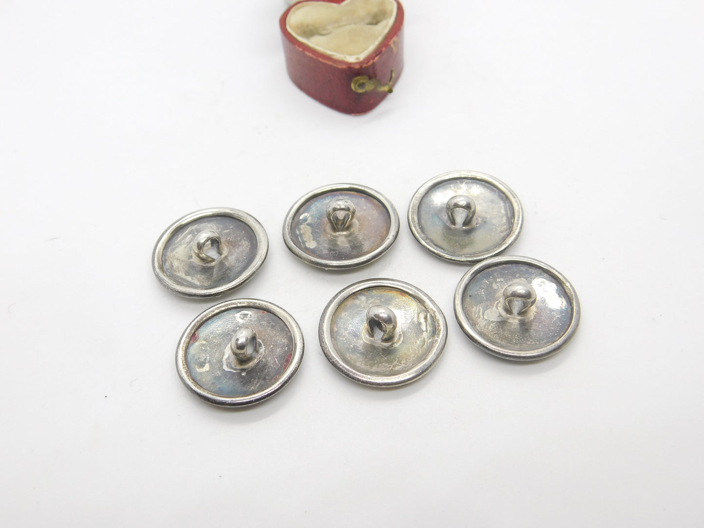 Victorian Set of Sterling Silver Cherub Pattern Buttons 1900 London Comyns