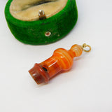 Victorian 9ct Gold Carved Red Agate Whistle Charm Pendant Antique c1860