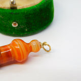 Victorian 9ct Gold Carved Red Agate Whistle Charm Pendant Antique c1860