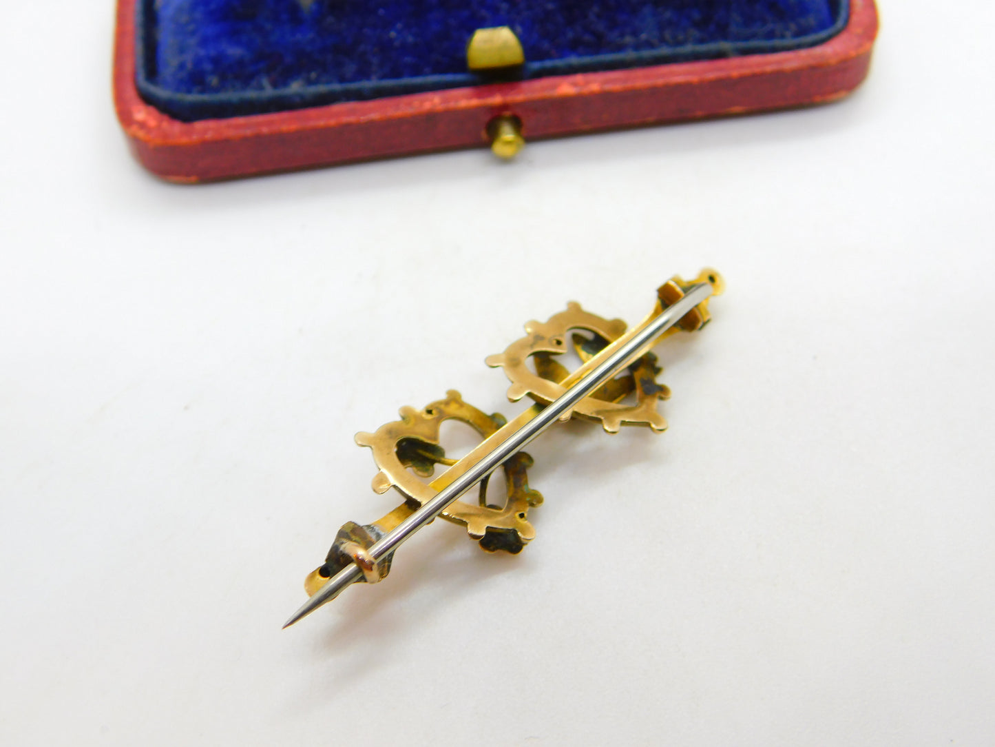 Victorian 9ct Yellow Gold Swallow Sweetheart Brooch Pin c1890 Antique