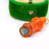 Victorian 9ct Gold Carved Red Agate Whistle Charm Pendant Antique c1860