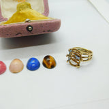 9ct Yellow Gold Ring With Interchangeable Cabochon Stones Vintage c1970