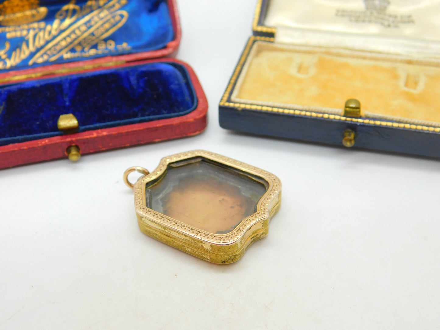 Victorian 9ct Gold Back & Front Portrait Form Locket Pendant Antique c1860