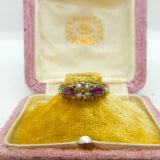Victorian 9ct Gold, Seed Pearl & Almandine Garnet Band Ring Antique 1891 Birmingham