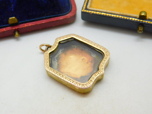 Victorian 9ct Gold Back & Front Portrait Form Locket Pendant Antique c1860