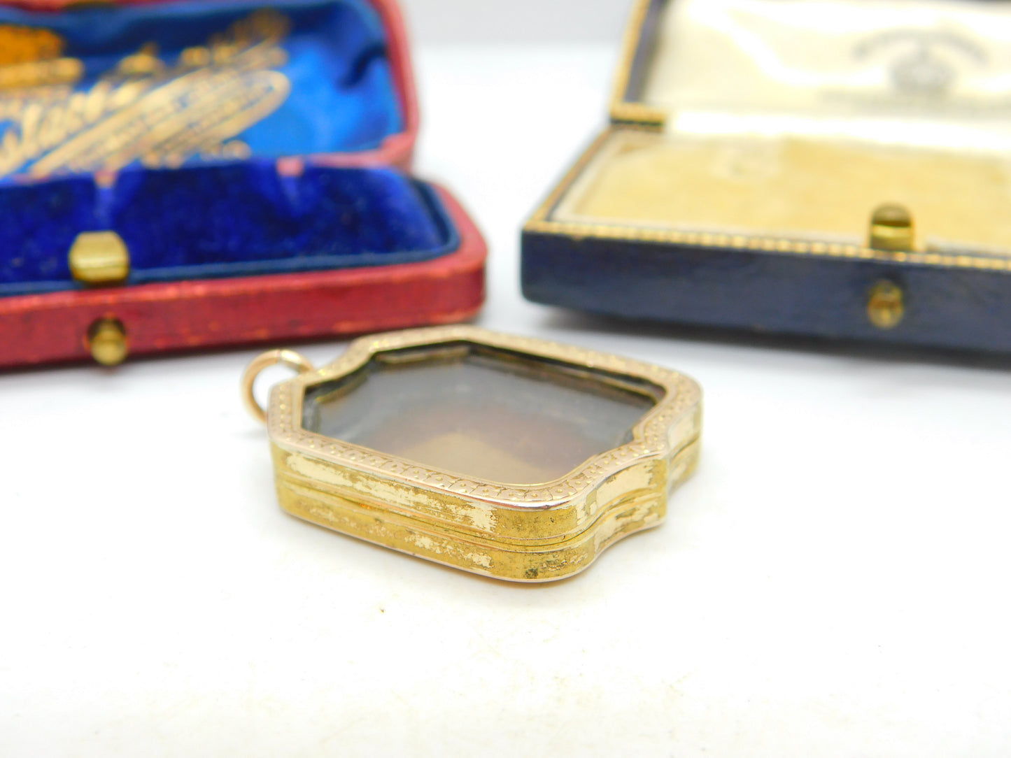 Victorian 9ct Gold Back & Front Portrait Form Locket Pendant Antique c1860