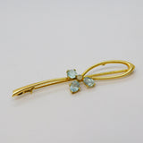 Victorian 18ct Gold, Aquamarine & Seed Pearl Floral Brooch Antique c1890