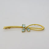 Victorian 18ct Gold, Aquamarine & Seed Pearl Floral Brooch Antique c1890