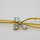 Victorian 18ct Gold, Aquamarine & Seed Pearl Floral Brooch Antique c1890