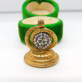Victorian Gilt Metal & Silver Lion Mask Bloodstone Seal Fob Antique c1890