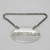 Victorian Sterling Silver 'Amontillado' Spanish Wine Decanter Label Antique 1868 London