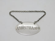 Victorian Sterling Silver 'Amontillado' Spanish Wine Decanter Label Antique 1868 London