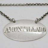 Victorian Sterling Silver 'Amontillado' Spanish Wine Decanter Label Antique 1868 London