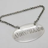 Victorian Sterling Silver 'Amontillado' Spanish Wine Decanter Label Antique 1868 London