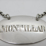 Victorian Sterling Silver 'Amontillado' Spanish Wine Decanter Label Antique 1868 London