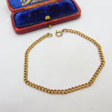 Victorian 9ct Rose Gold Curb Link Chain Bracelet Antique c1890 7.5" Length