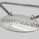 Victorian Sterling Silver 'Amontillado' Spanish Wine Decanter Label Antique 1868 London