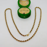 9ct Yellow Gold Essential Rope Chain Necklace Vintage c1970 London 46cm Length