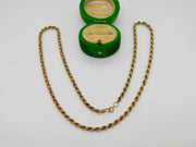 9ct Yellow Gold Essential Rope Chain Necklace Vintage c1970 London 46cm Length