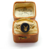 9ct Yellow Gold & Onyx Set Playboy Bunny Signet Ring 1973 Birmingham Vintage