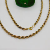 9ct Yellow Gold Essential Rope Chain Necklace Vintage c1970 London 46cm Length