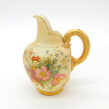 Victorian Royal Worcester Porcelain Brush Floral & Gilt Handle Milk Jug 1901
