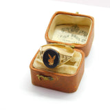 9ct Yellow Gold & Onyx Set Playboy Bunny Signet Ring 1973 Birmingham Vintage