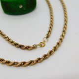 9ct Yellow Gold Essential Rope Chain Necklace Vintage c1970 London 46cm Length