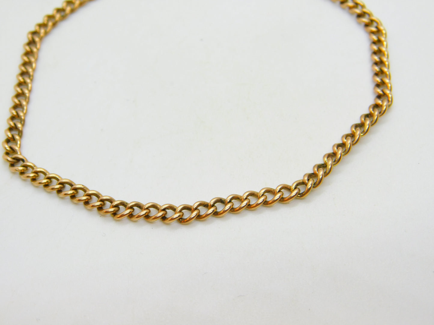 Victorian 9ct Rose Gold Curb Link Chain Bracelet Antique c1890 7.5" Length