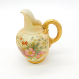 Victorian Royal Worcester Porcelain Brush Floral & Gilt Handle Milk Jug 1901