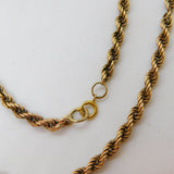 9ct Yellow Gold Essential Rope Chain Necklace Vintage c1970 London 46cm Length