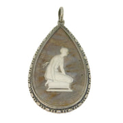 19th Century Sterling Silver Butterfly Wing Goddess Mourning Pendant Antique