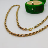 9ct Yellow Gold Essential Rope Chain Necklace Vintage c1970 London 46cm Length