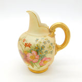 Victorian Royal Worcester Porcelain Brush Floral & Gilt Handle Milk Jug 1901