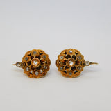 19th Century 14ct Yellow Gold Old-Cut Diamond Floral Earrings Antique c1860