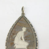 19th Century Sterling Silver Butterfly Wing Goddess Mourning Pendant Antique