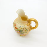 Victorian Royal Worcester Porcelain Brush Floral & Gilt Handle Milk Jug 1901