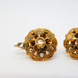19th Century 14ct Yellow Gold Old-Cut Diamond Floral Earrings Antique c1860
