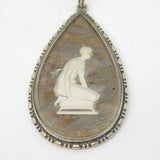 19th Century Sterling Silver Butterfly Wing Goddess Mourning Pendant Antique