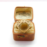 9ct Yellow Gold Cabochon Citrine Modernist Signet Ring c1980 Birmingham