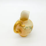 Victorian Royal Worcester Porcelain Brush Floral & Gilt Handle Milk Jug 1901