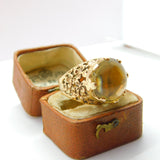 9ct Yellow Gold Cabochon Citrine Modernist Signet Ring c1980 Birmingham