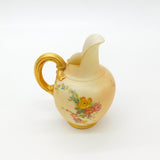 Victorian Royal Worcester Porcelain Brush Floral & Gilt Handle Milk Jug 1901