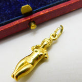 18ct Yellow Gold 'Venus de Milo' Classical Statue Charm Pendant Vintage c1970