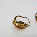 19th Century 14ct Yellow Gold Old-Cut Diamond Floral Earrings Antique c1860
