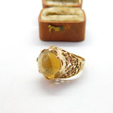 9ct Yellow Gold Cabochon Citrine Modernist Signet Ring c1980 Birmingham