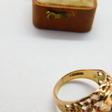 9ct Yellow Gold Cabochon Citrine Modernist Signet Ring c1980 Birmingham