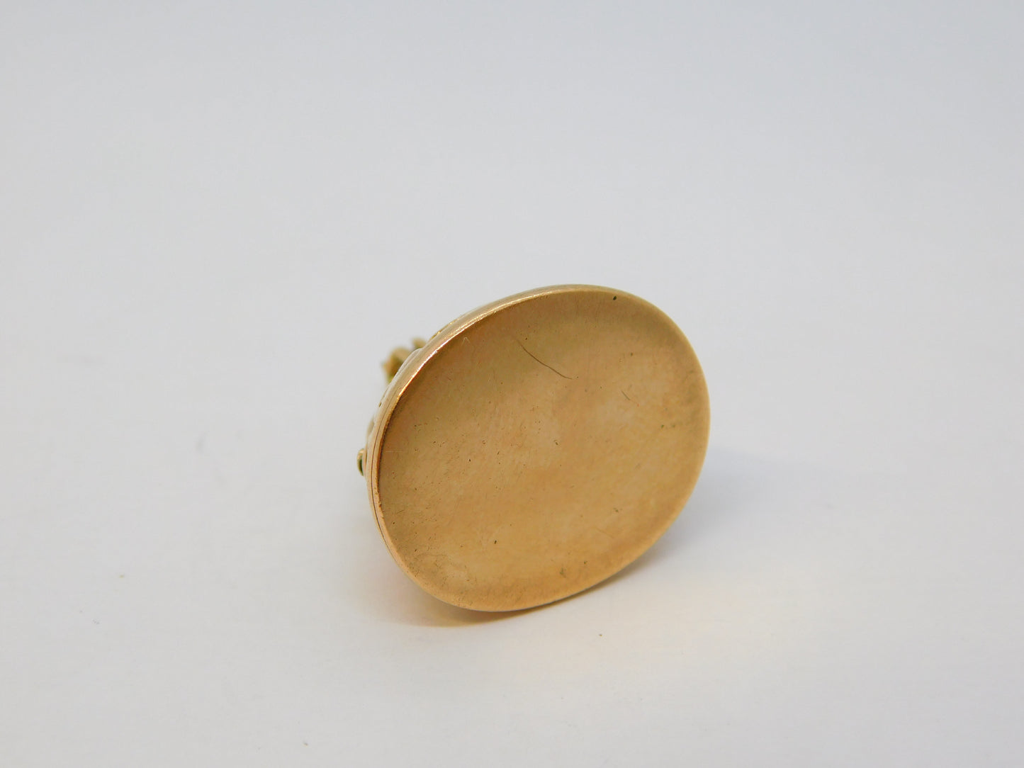 9ct Yellow Gold Floral Pattern Blank Fob Seal Vintage 1963 London