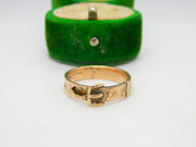Victorian 9ct Gold Buckle Form Mourning Ring Antique c1880 Chester AF